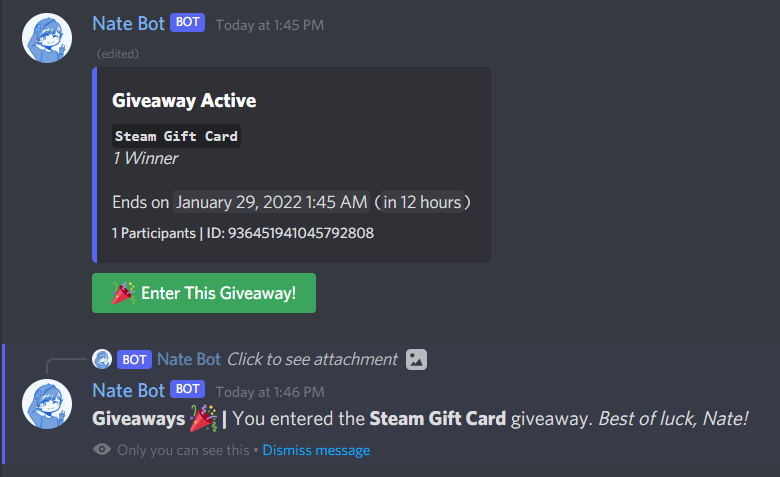 Giveaway Entry