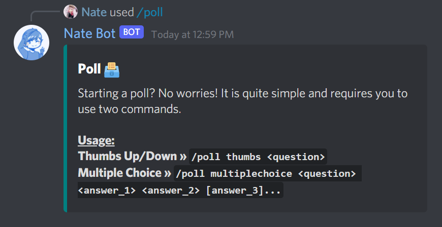 Poll Help Embed